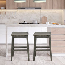 Load image into Gallery viewer, 29" Set of 2 Saddle Nailhead Kitchen Counter Chair-Gray