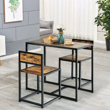 Load image into Gallery viewer, 3 Pcs Dining Set Compact Table and 2 Chair w/Metal Frame for for Small Space-CF