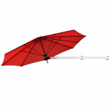 Load image into Gallery viewer, 8ft Wall-Mounted Telescopic Folding Tilt Aluminum Sun Shade Umbrella-Burgundy