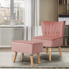 Load image into Gallery viewer, Leisure Chair and Ottoman Thick Padded Tufted Sofa Set-Pink