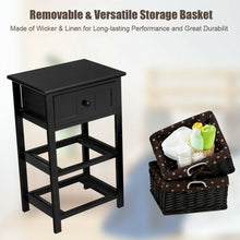 Load image into Gallery viewer, 3 Layer 1 Drawer Nightstand End Table with 2 Baskets-Black