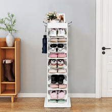 Load image into Gallery viewer, Rotated Shoe Rack 9 Tier Wooden Shoe Organizer -White