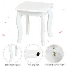 Load image into Gallery viewer, Kids Princess Make Up Dressing Table with Tri-folding Mirror & Chair-White