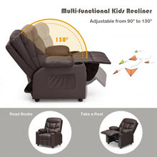 Load image into Gallery viewer, PU Leather Kids Recliner Chair with Cup Holders and Side Pockets-Brown