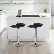 Load image into Gallery viewer, Set of 2 Adjustable PU Leather Backless Bar Stools-Black