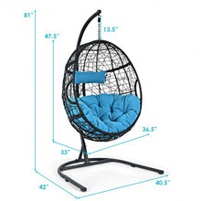 Load image into Gallery viewer, Hanging Cushioned Hammock Chair with Stand-Blue