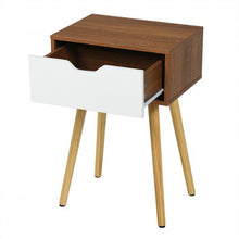 Load image into Gallery viewer, End Side Storage Drawer Nightstand with Solid Wooden Leg