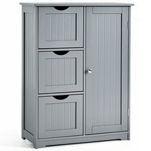 Load image into Gallery viewer, Bathroom Floor Cabinet Side Storage Cabinet with 3 Drawers and 1 Cupboard-Gray