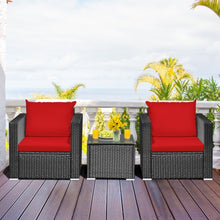 Load image into Gallery viewer, 3 Pcs Patio wicker Furniture Set with Cushion-Red