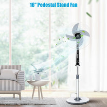 Load image into Gallery viewer, 15" 4 Blades 3-Speed Height Adjustable Remote Control Pedestal Fan