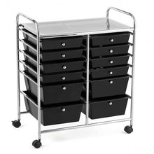 Load image into Gallery viewer, 12 Drawers Rolling Cart Storage Scrapbook Paper Organizer Bins-Black