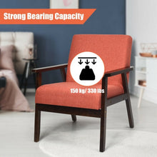 Load image into Gallery viewer, Solid Rubber Wood Fabric Accent Armchair-Orange