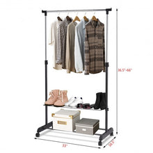 Load image into Gallery viewer, Rolling Clothes Hanger with Height Adjustable Shoe Rack