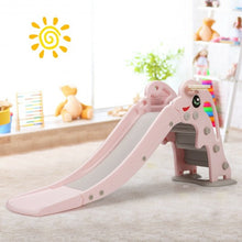 Load image into Gallery viewer, 3-in-1 Kids Climber Slide Play Set with Basketball Hoop and Ball-Pink