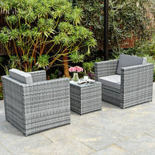 Load image into Gallery viewer, 3 Pcs Patio Garden Rattan Furniture Sofa Cushioned Coffee Table Set