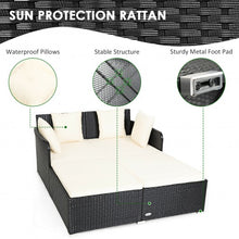 Load image into Gallery viewer, Outdoor Patio Rattan Daybed Thick Pillows Cushioned Sofa Furniture-White
