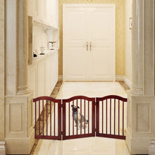 Load image into Gallery viewer, 3 Panels Folding Freestanding Wood Pet Dog Safety Gate-24"