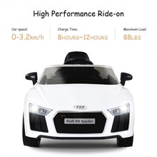 Load image into Gallery viewer, 12 V Audi R8 Spyder Licensed Electric Kids Riding Car-White