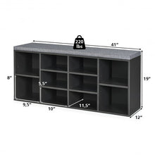 Load image into Gallery viewer, 10-Cube Organizer Entryway Padded Shoe Storage Bench-Gray