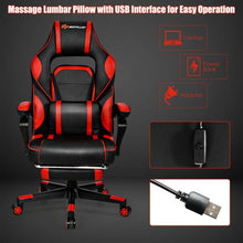Load image into Gallery viewer, Massage Gaming Chair with Footrest and Lumbar Support