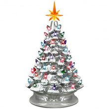Load image into Gallery viewer, 15" Pre-Lit Hand-Painted Ceramic Christmas Tree-Silver