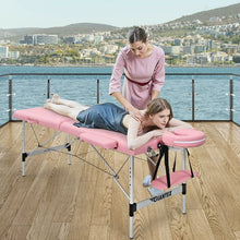 Load image into Gallery viewer, 84'' L Portable Adjustable Massage Bed with Carry Case for Facial Salon Spa -Pink
