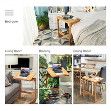 Load image into Gallery viewer, Adjustable C-Shape Couch End Table wth Tilting Top-Natural