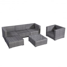 Load image into Gallery viewer, 6 pcs Gray Wicker Rattan Seat Cushioned Set