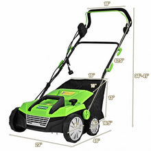 Load image into Gallery viewer, 13Amp Corded Scarifier 15” Electric Lawn Dethatcher-Green