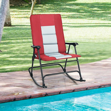 Load image into Gallery viewer, Foldable Rocking Padded Portable Camping Chair with Backrest and Armrest -Red
