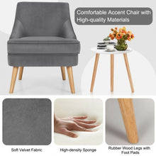 Load image into Gallery viewer, Velvet Upholstered Accent Chair with Rubber Wood Legs-Gray