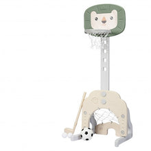 Load image into Gallery viewer, 3-in-1 Adjustable Kids Basketball Hoop Sports Set-Green