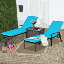 Load image into Gallery viewer, 2 pcs Patio Rattan Adjustable Back Lounge Chair-Turquoise