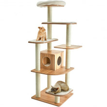 Load image into Gallery viewer, Wood Multi-Layer Platform Cat Tree with Scratch Resistant Rope