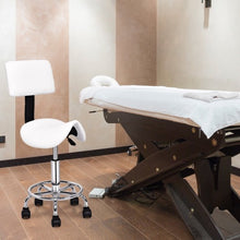 Load image into Gallery viewer, Adjustable Saddle Salon Rolling Massage Chair with White Backrest