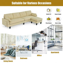 Load image into Gallery viewer, Convertible 4-Seat L-Shaped Sectional Sofa Couch with Storage Ottoman-Beige