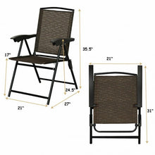 Load image into Gallery viewer, 2 Pcs Folding Sling Chairs with Steel Armrest and Adjustable Back for Patio