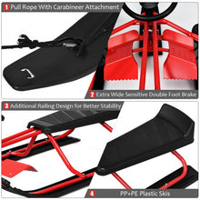 Load image into Gallery viewer, Snow Sled w/ Steering Wheel & Double Brakes Pull Rope Slider