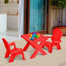 Load image into Gallery viewer, 3-Piece Plastic Children Play Table Chair Set-Red
