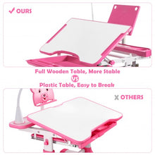 Load image into Gallery viewer, Height Adjustable Kids Study Table and Chair Set with Bookstand-Pink