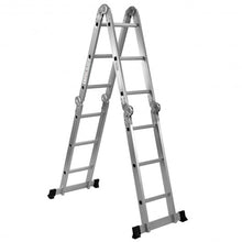 Load image into Gallery viewer, 12.5' 12-Step Multi Purpose Aluminum Folding Scaffold Ladder