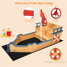 Load image into Gallery viewer, Kids Pirate Boat Wood Sandbox