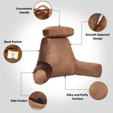 Load image into Gallery viewer, Reading Pillow TV Bed Rest Memory Foam with Arms Rests Neck Roll Back Support-Brown
