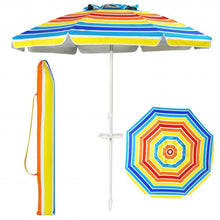 Load image into Gallery viewer, 7.2 FT Portable Outdoor Beach Umbrella with Sand Anchor and Tilt Mechanism for Poolside and Garden-Multicolor