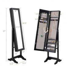 Load image into Gallery viewer, Mirrored Standing Jewelry Cabinet Storage Box-Black