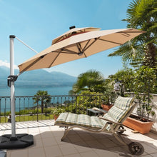 Load image into Gallery viewer, 12ft 360? Rotation Aluminum Solar LED Patio Cantilever Umbrella-Beige