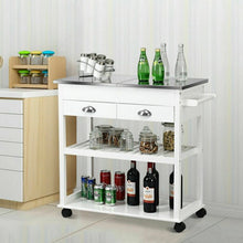 Load image into Gallery viewer, Stainless Steel Mobile Kitchen Trolley Cart With Drawers & Casters-White