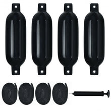 Load image into Gallery viewer, 23" 4 Pack Hand Inflatable Marine Bumper Boat Fenders-Black