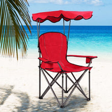 Load image into Gallery viewer, Portable Folding Beach Canopy Chair with Cup Holders-Red