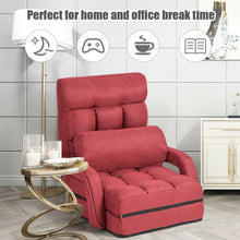 Load image into Gallery viewer, Folding Floor Massage Chair Lazy Sofa with Armrests Pillow-Red